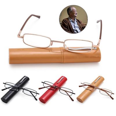 Unisex tragbare Lesebrille für Herren und Damen, ultraleicht, tragbar, Anti-Blau, Anti-Ermüdung, Presbyopie-Brille mit Etui, Dioptrien-Brille mit Box +1,0 ~ +4,0