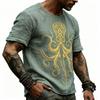 Men's Linen Short Sleeve T Shirt with Print Crew Neck Casual Loose Fit Lightweight Summer Top for Everyday Wear