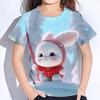 Girl Clothing Hairy Cute Animals Rabbit T-Shirt For Kids Clothes From 8 To 14 Years Old Cat Tops Children Tshirts Summer Tees