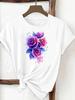(Asian Size) trend flower cute Woman Women Fashion Tee Top Print Female Clothing Short Sleeve T Shirt Graphic T-shirts