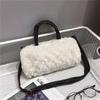 Korean version fur shoulder bag for women monochromatic oblique cross-body bag small square shoulder bag
