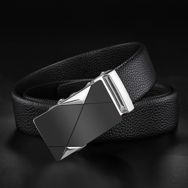 

Мужской ремень из натуральной кожи с автоматической пряжкой, деловой, для среднего и молодого возраста, из коровьей кожи, мужской повседневный модный ремень для брюк 130cm