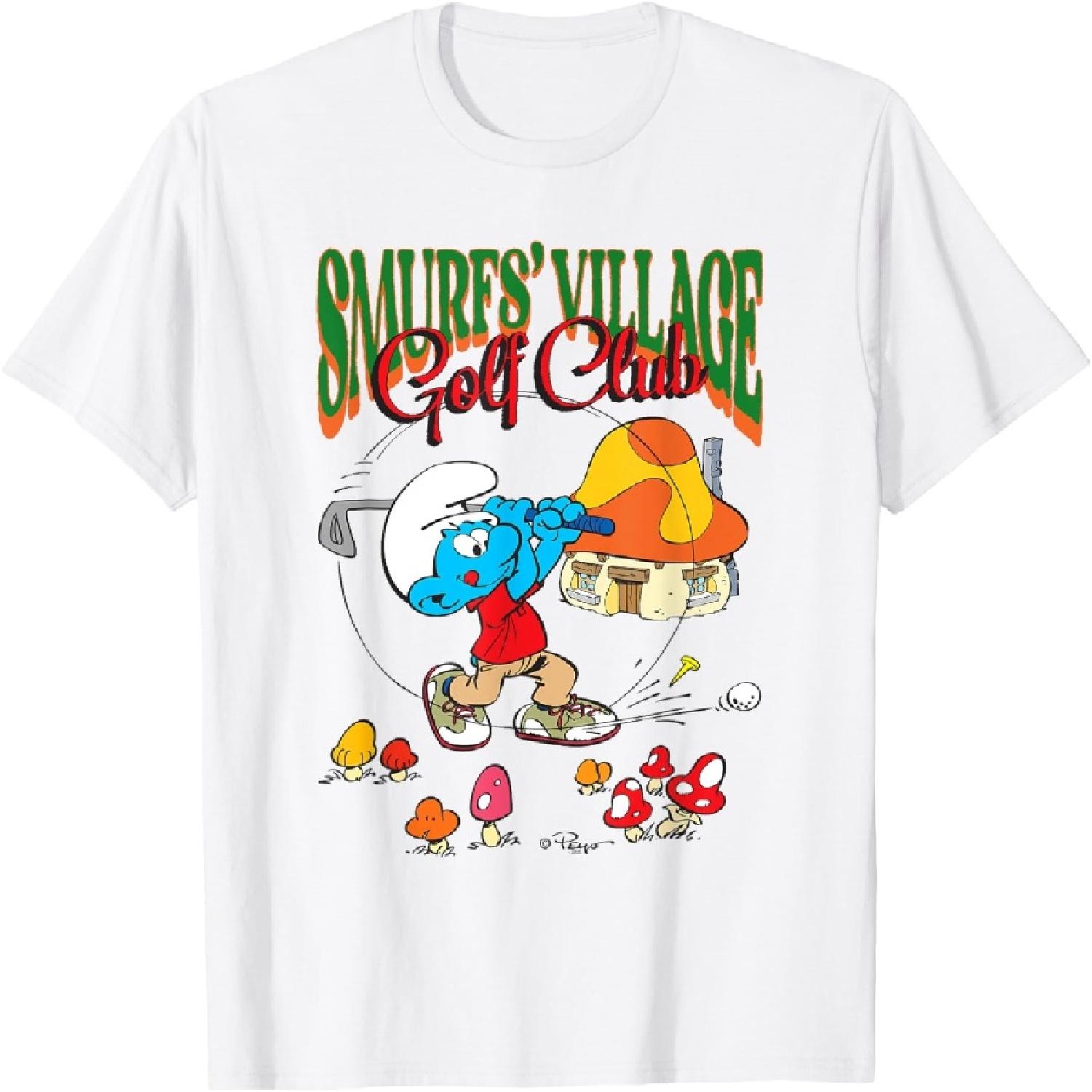 The Smurfs Smurf s Village Golf Club Retro Cartoon T-Shirt XXXXXL белый