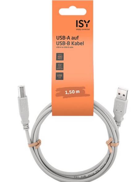 ISY IUB-1015 USB-A To USB-B Printer Cable, 1.5m, Black