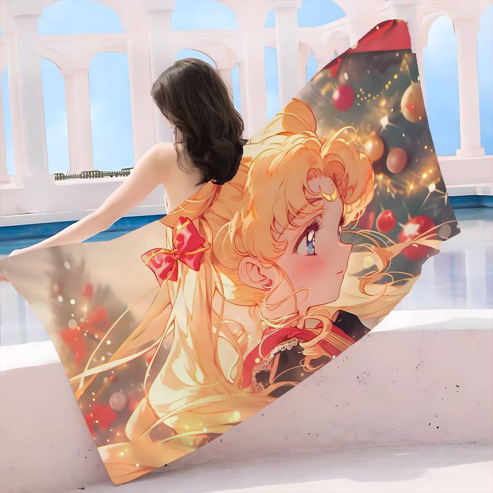 Magical Girl Anime S-Sailor M-Moon Big Microfiber Beach Towels Quick Dry Towel Sand Beach Towels Pool Towel for Travel Swim