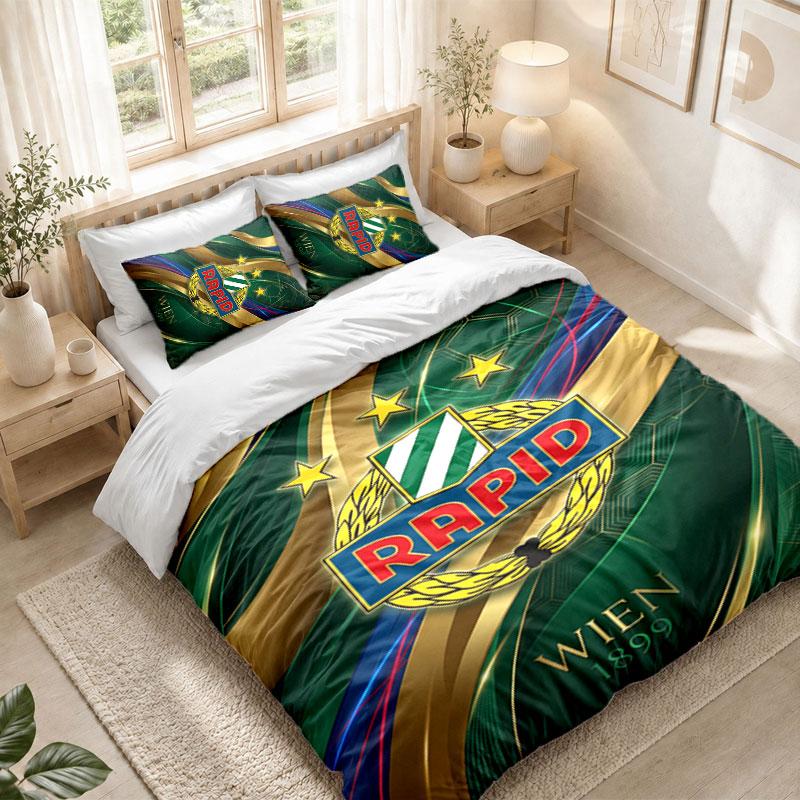 Bedding Set 1 Duvet Cover 2 Pillowcases Rapid Wien FC Print Bedroom Home Decoration