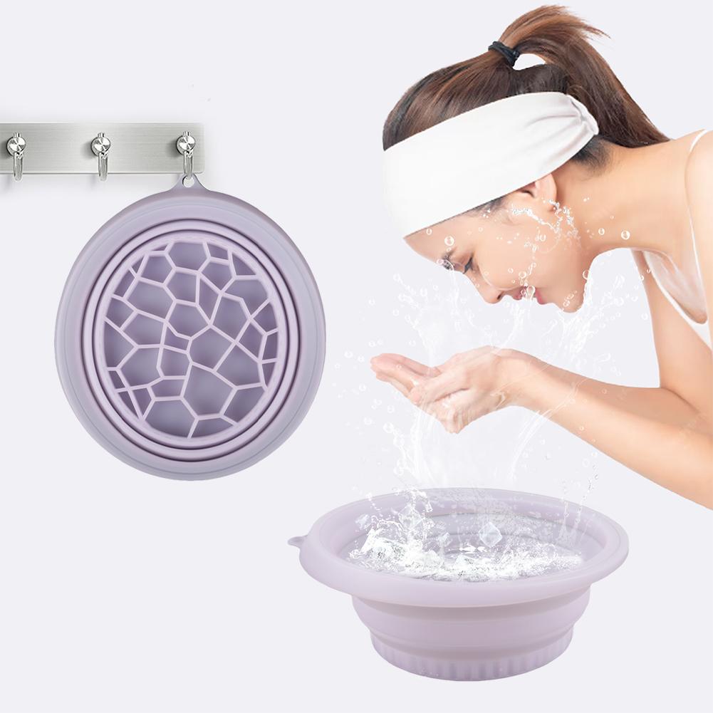 Silicone Ice Facial Folding Washbasin with Icetray Collapsible Facial Plunge Bowl Face Ice Bath Water Chiller