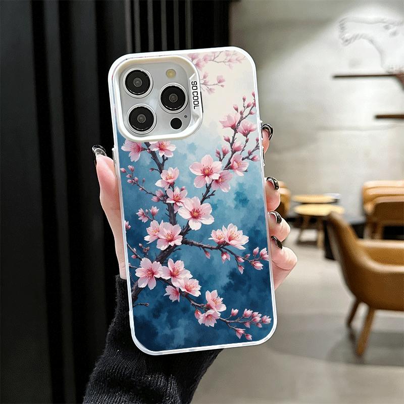 Cherry Blossom Sakura Fashion Soft Phone Case for iPhone 15 16 17 Pro Max 17Air 16E 14 Plus 13 12 Mini Shockproof Cover Back She