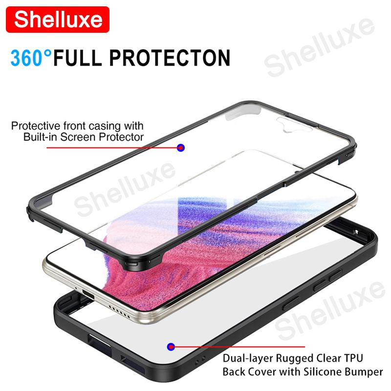 360 Full Body Front+Back Clear Case Shelluxe For Samsung A56 A36 A26 A06 A16 4G 5G Silicone Double Sided Shockproof Phone Cover