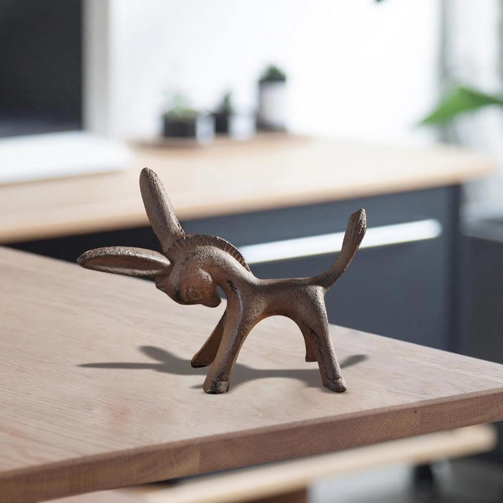 Sculpture Donkey Figurine Durable Iron Donkey Ornament Fantastic Animal Statue  Home Decor