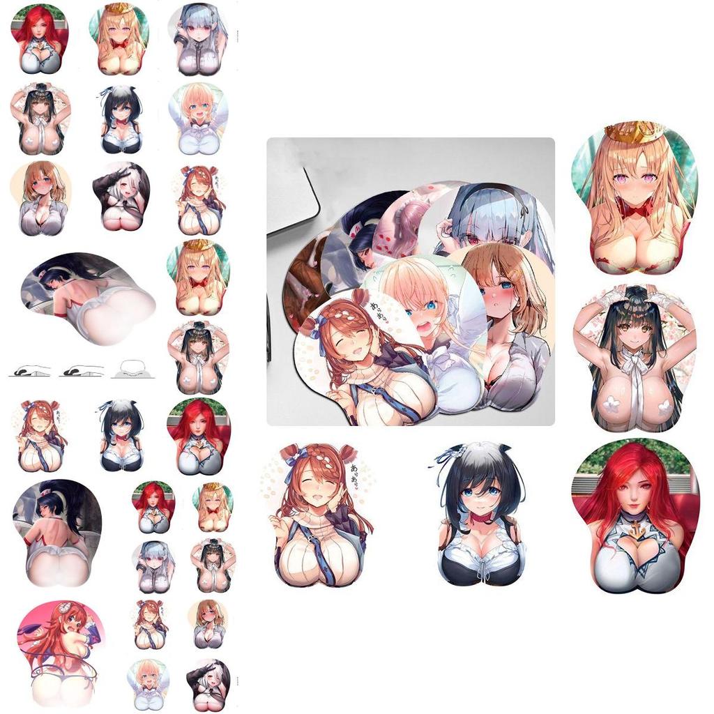 Adorable Two-dimensional 3d Chest Anime Mouse Pad With Soft Ergonomic Design