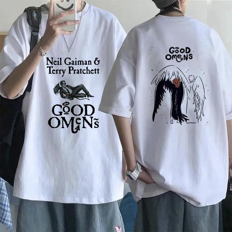Lustige EU-Größen T-Shirts für Männer Good Omens Cartoon T-Shirt Harajuku T-Shirt Das Ende war nur der Anfang Grafik-Tee Tops Streetwear