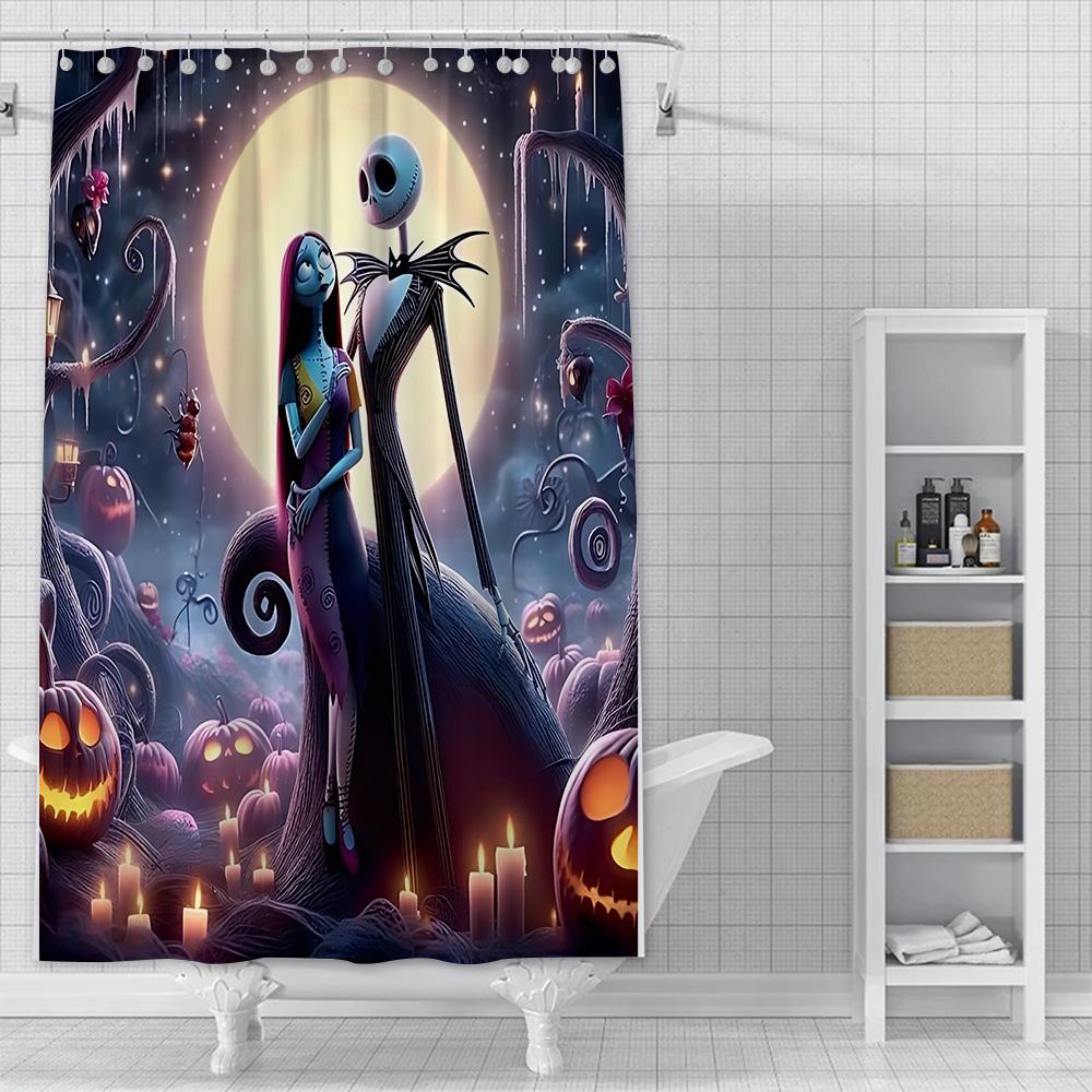 Dusche Jack Skellington Vorhang Wasserdicht Polyester Stoff Farbe Bunt Badezimmervorhänge Haus Badezimmer Dekor Vorhang Mit Haken