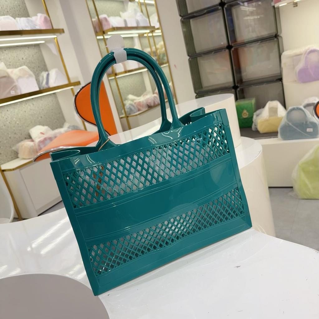 Cesto della Spesa Estivo Borsa Portatile in Gelatina Cesta di Grande Capacità Cesta portaoggetti Borsa da Spiaggia Grande Vuota