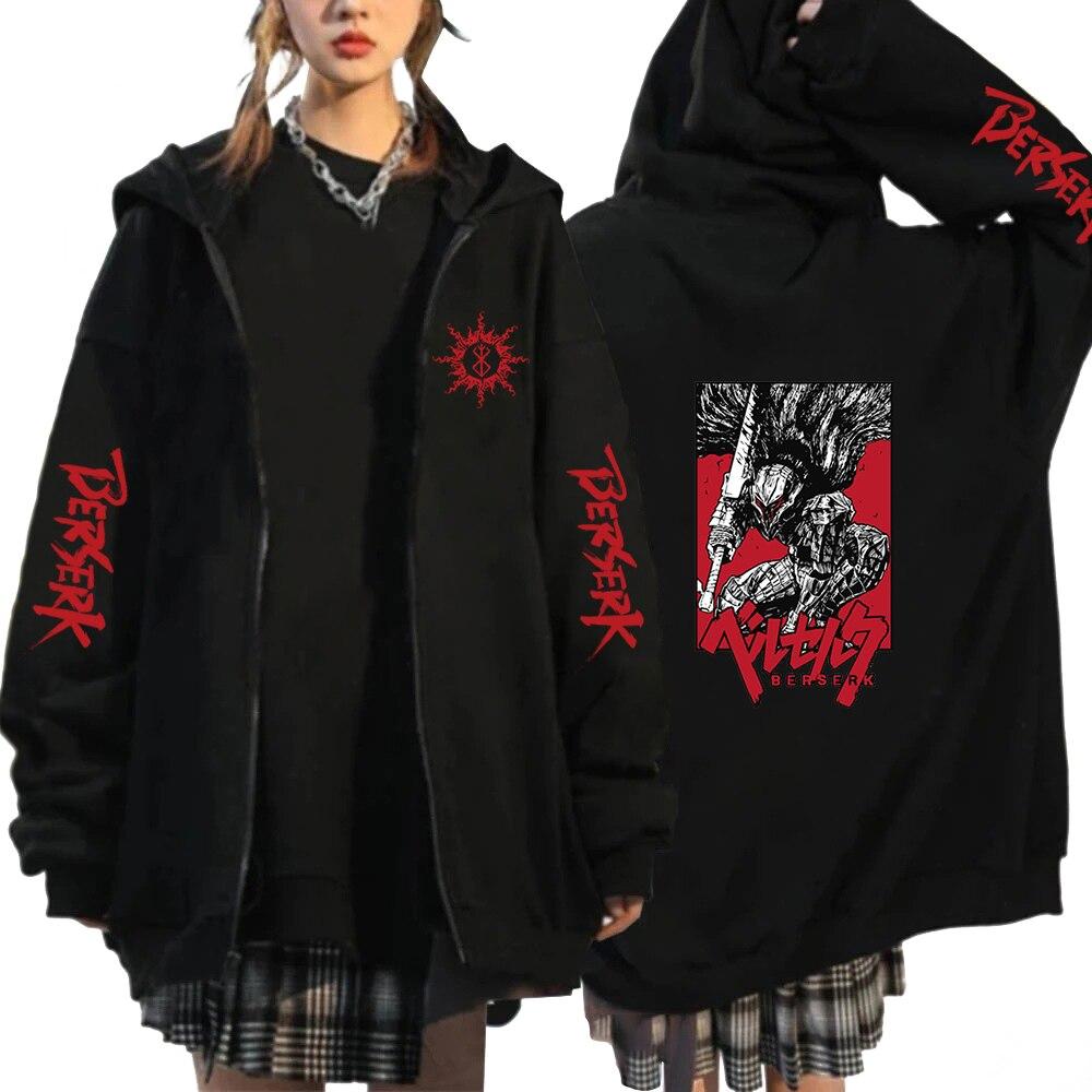 Autumn Winter Zip Coat Hoodie Fashion Sweatshirt Harajuku Anime Berserk Cool Loog Sleeve Men Women Jackets Clothes Harajuku Puck