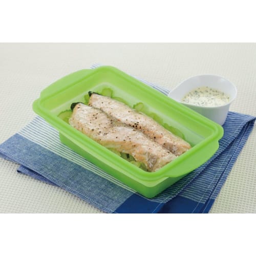 Пароварка силиконовая Tamahashi, 25,5 x 14,5 x 8,5 см, 1,2 л, квадратная, зеленая, PC-SS06