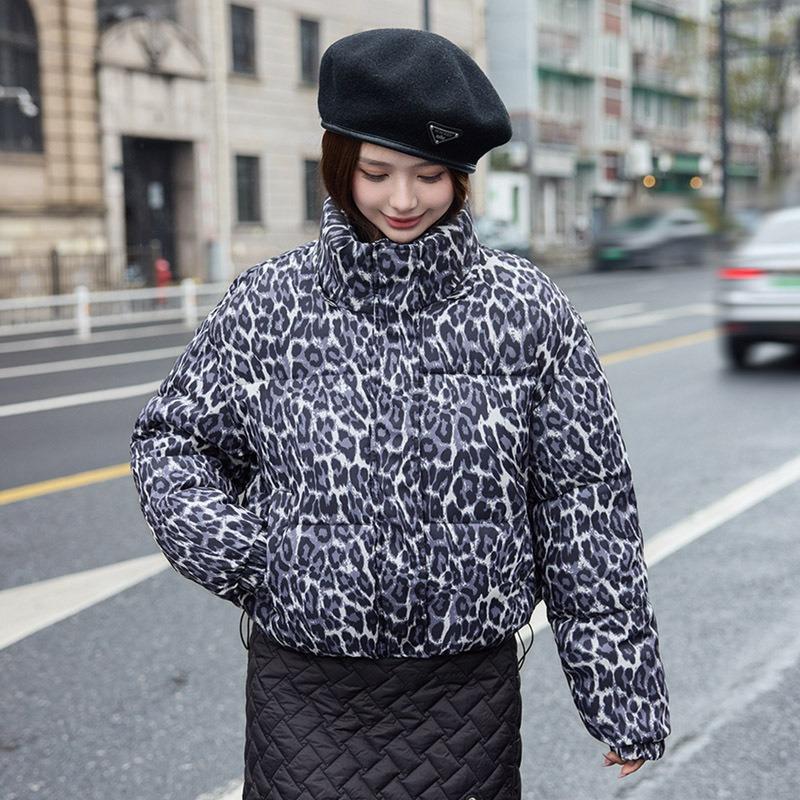 Bread Clothing Thickened Leopard Print Cotton-padded Jacket Loose Niche Down Cotton-padded Clothing Women's Winter Jacket