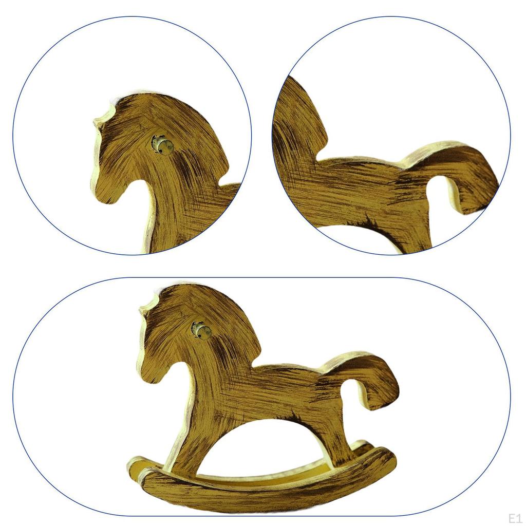 Wooden Rocking Horse Christmas Decor Birthday Gift Centerpiece Souvenir Collection Small