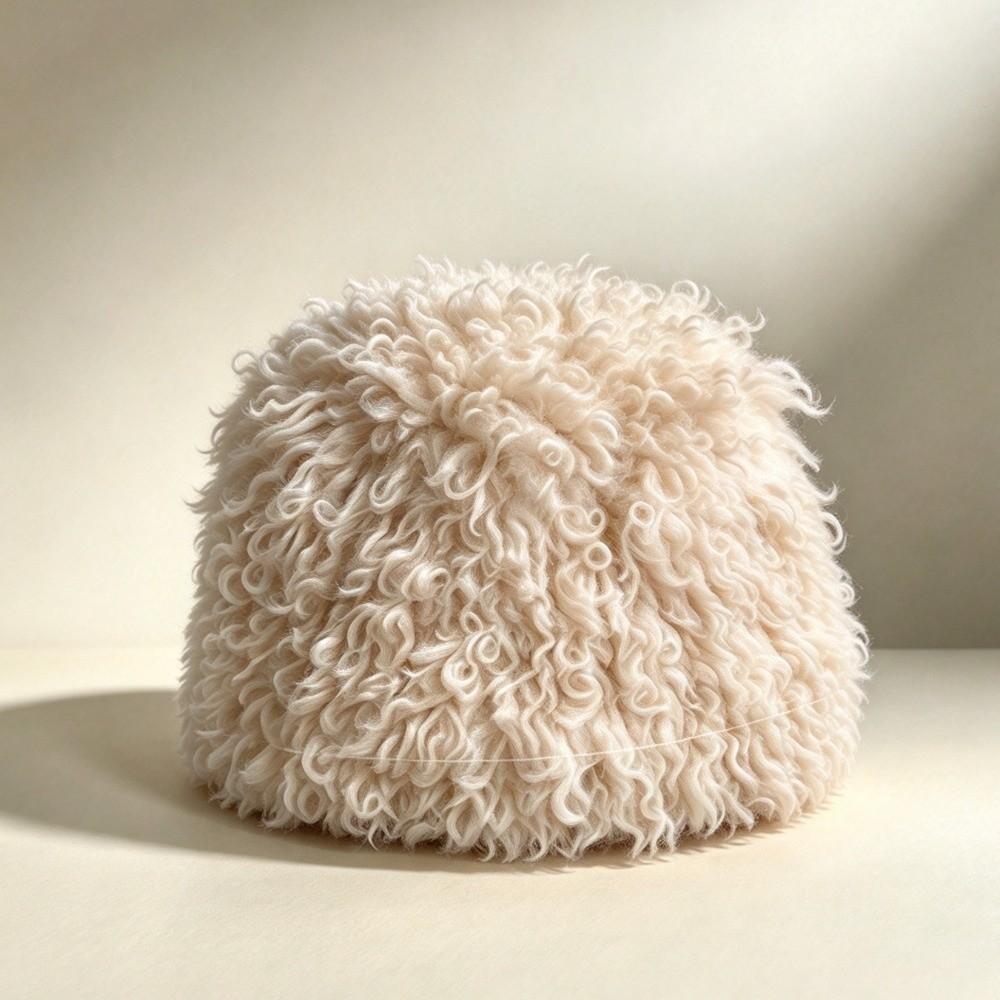 Plush Curly Faux Fur Bucket Hat Face Slimming Snow Hat Warm Fisherman Cap  Daily Wear