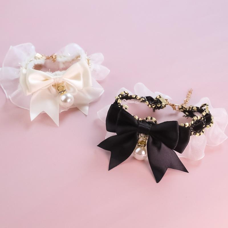 Pet Dog Cat Collar Cute Lace Bow Cat Collar Adjustable Cat Necklace Jewelry Sweet Neck Decorative Pet Accessories Pet Supplies