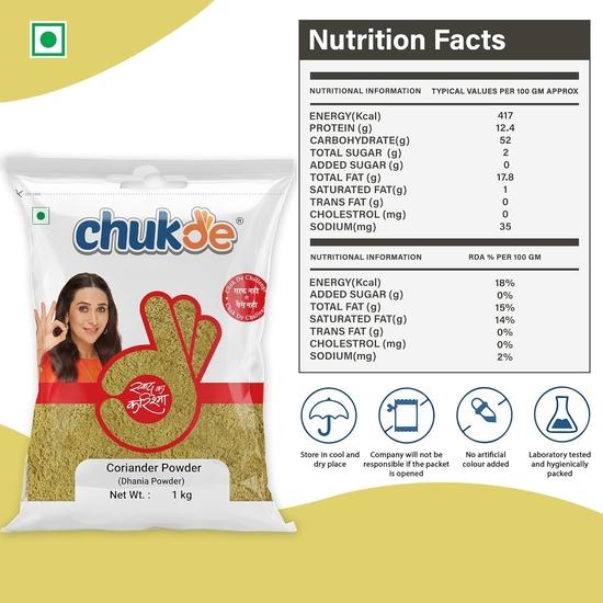 Chukde - Dhania Powder - Coriander Powder - Fresh And Aromatic Spice for Authentic Cooking - 1000 Gram