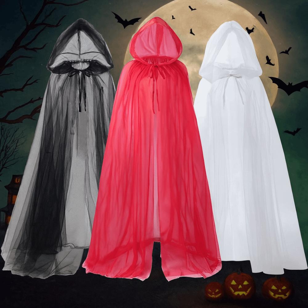 Kle opp Nett Spøkelseskappe Gjennomsiktig Hettekappe Mote Kvinner Halloween Kostyme Barn