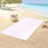 Stylish pink and white striped beach towel, made of polyester, machine washable, suitable for travel, pool, and beach decoration