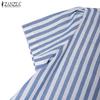 ZANZEA Women Casual Turn Down Collar Summer Short Sleeve Shirt Dress