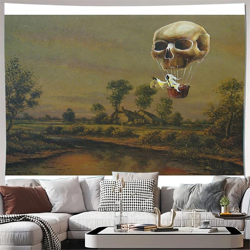 

Vintage Landscape Tapestry Rustic Farmhouse Wall Hanging Nature Decor Aesthetic Room Divider Bohemian Home Textile Cottagecore B 74x94cm(29x37in)