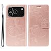 For iPhone 17 Pro Wallet Case Floral Butterfly Imprinted Leather Phone Cover Stand