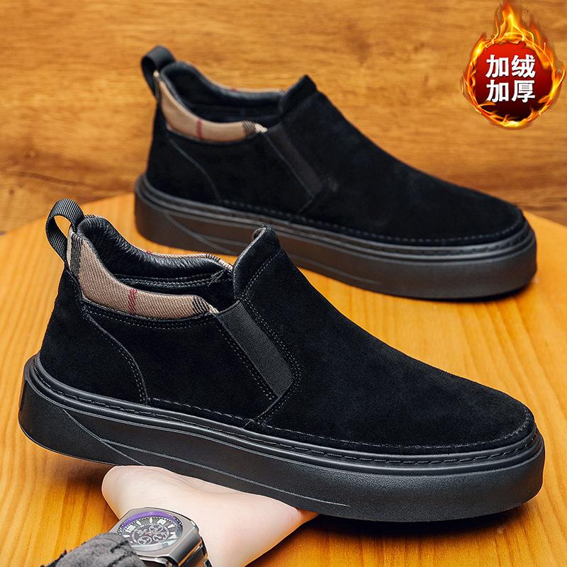 Shoes winter new black chef board shoes velvet warm casual sports cotton shoes