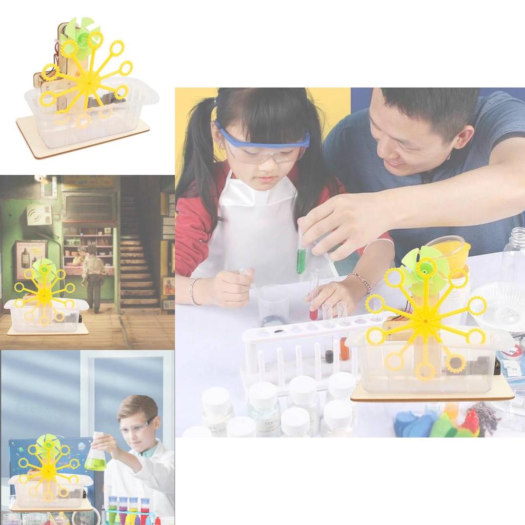 Science Diy Bubble Blower Machine For Kids Wooden Material Assembly Educational Toy