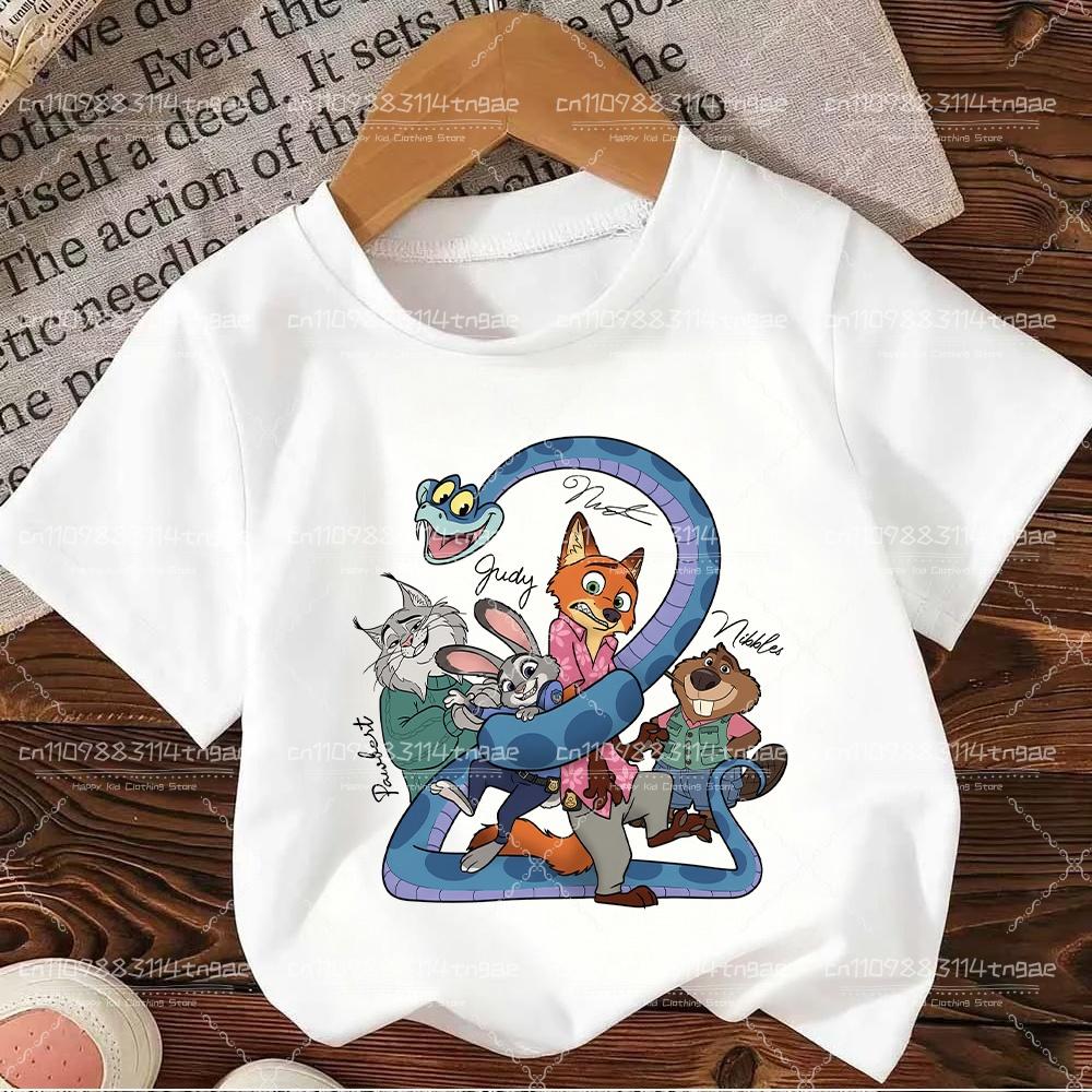 2026 Zootopia Judy&Nick&Gary Tshirt for Kids Casual Cotton Short Sleeve Tees Comfortable Top Street Fashion Parent Child Clothes