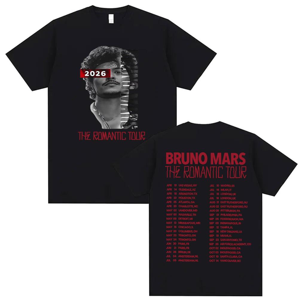 

Rapper Bruno Mars The Romantic 2026 Tour Merch T Shirts Men s Clothing Fashion Music T-shirt Summer Casual Short Sleeve Tshir... S разноцветный