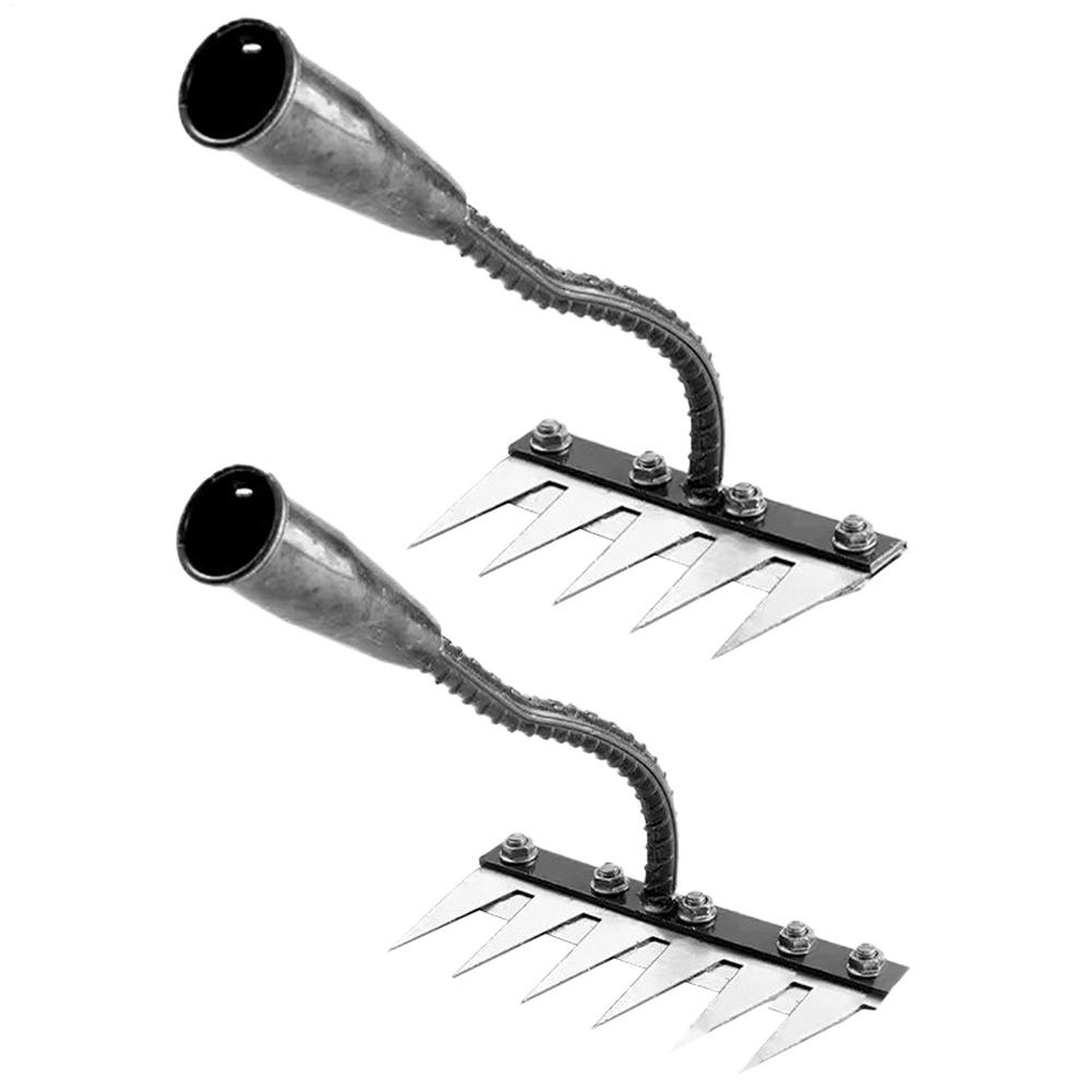 5/6 Teeth Gardening Weeding Tools Garden Hoe Manganese Steel Weeding Rake Grasping Raking Loosening Soil Nail Rake Farm Tools