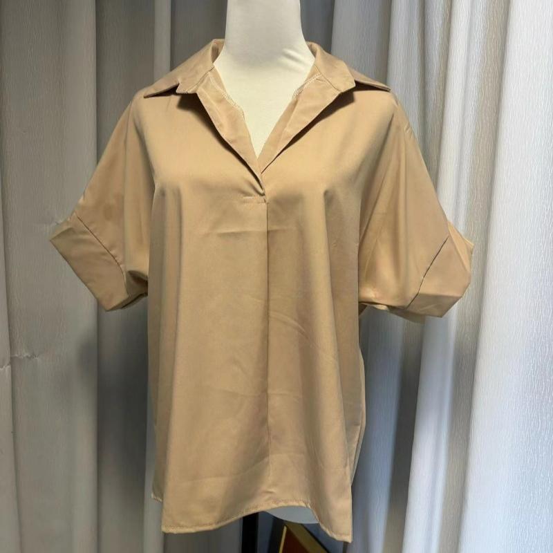 

Винтажная повседневная белая рубашка с коротким рукавом в стиле «летучая мышь», женская летняя мода, свободные топы, элегантная блузка больших размеров, женская однотонная простая офисная женская рубашка 25180 XXL хаки