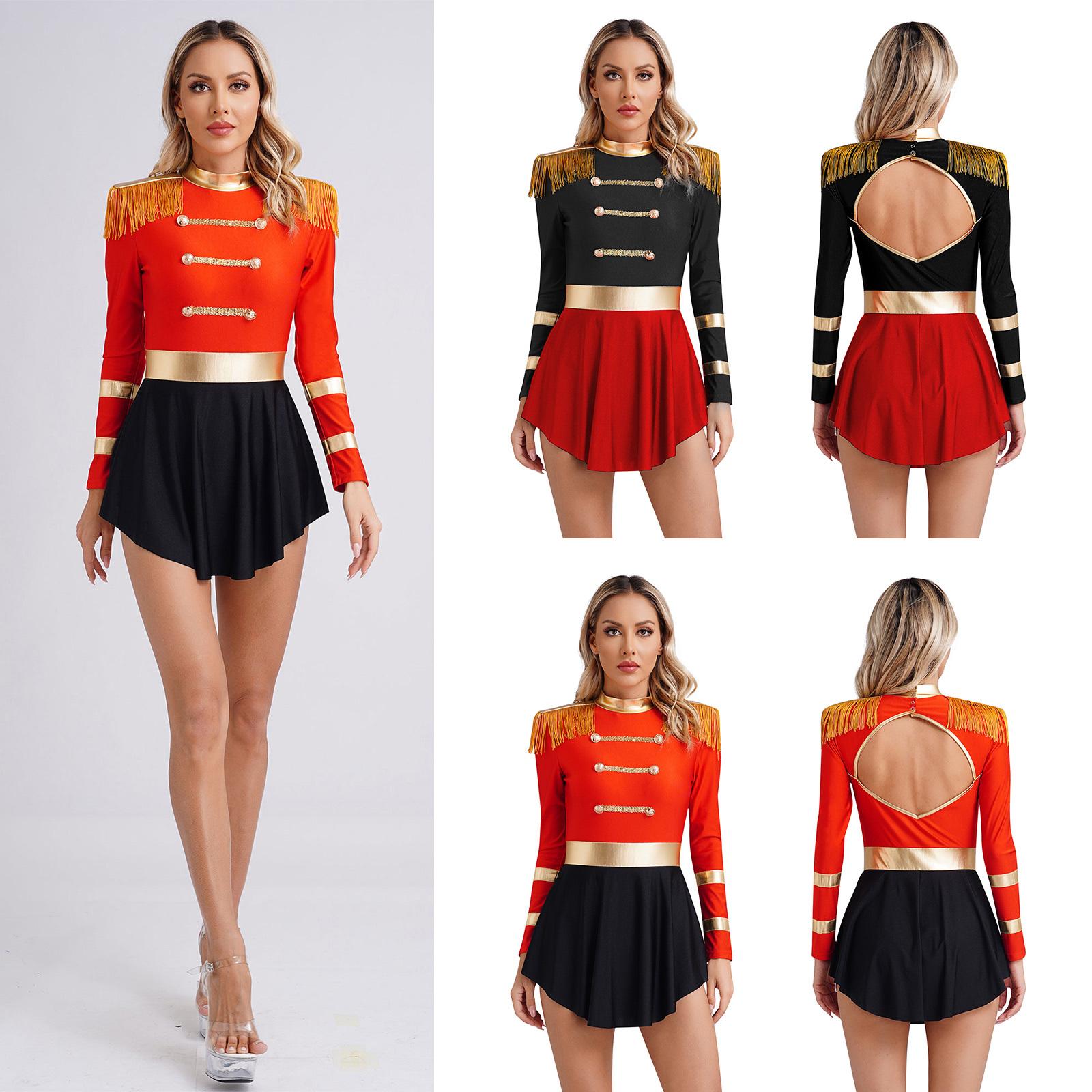 

Women s Circus Director Cosplay Costume Jumpsuit Bodysuit Ringmaster Halloween Carnival Costumes Fancy Dress Ballet Dance Jersey S червоний