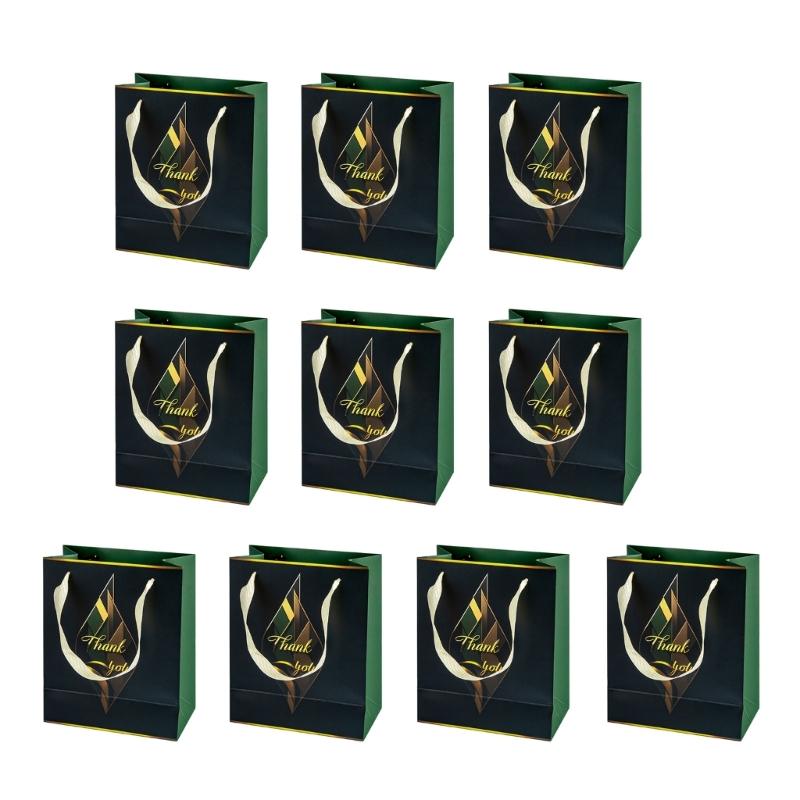 10 Pieces Multicolors Paper Bags Stylish Holiday Present Storage Pouches Handmade Assorted Color Gift Bag with Handles