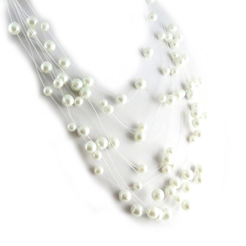 Les Trésors De Lily [L2675] - White 'Sissi' Necklace (9 Rows)