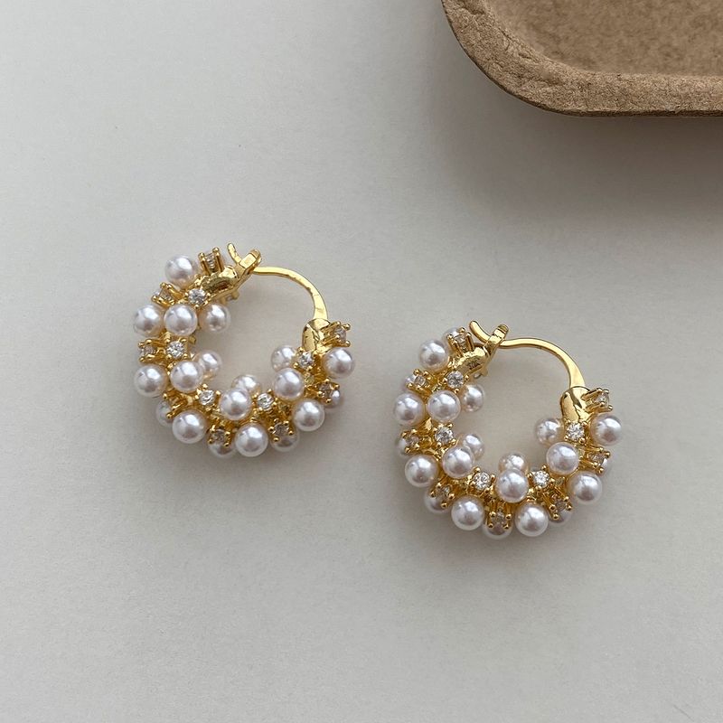 

European and American Retro Pearl Zircon Earrings 925 Silver Needle Niche Design High-End Earrings 2025 New Style for Women Gold