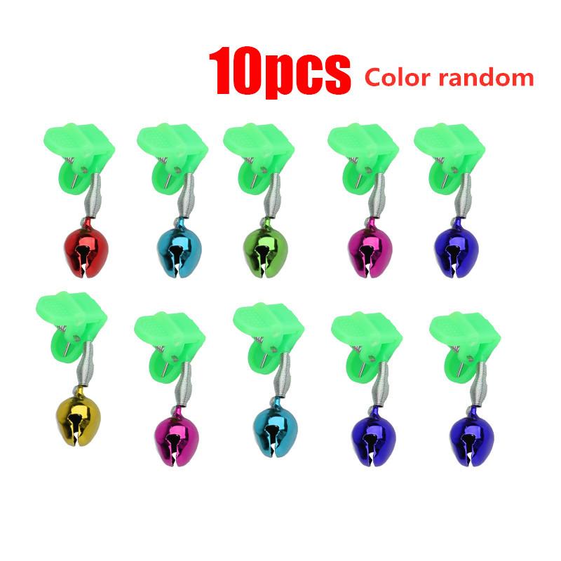 10 peças de clipe de sino de pesca de plástico alarme de vara de pesca com alarmes duplos