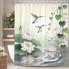 Bella Tenda da Doccia Floreale con Colibrì, Farfalla, Fiore, Stampa Botanica ad Acquerello, Tenda da Doccia in Poliestere, Decorazione per Bagno