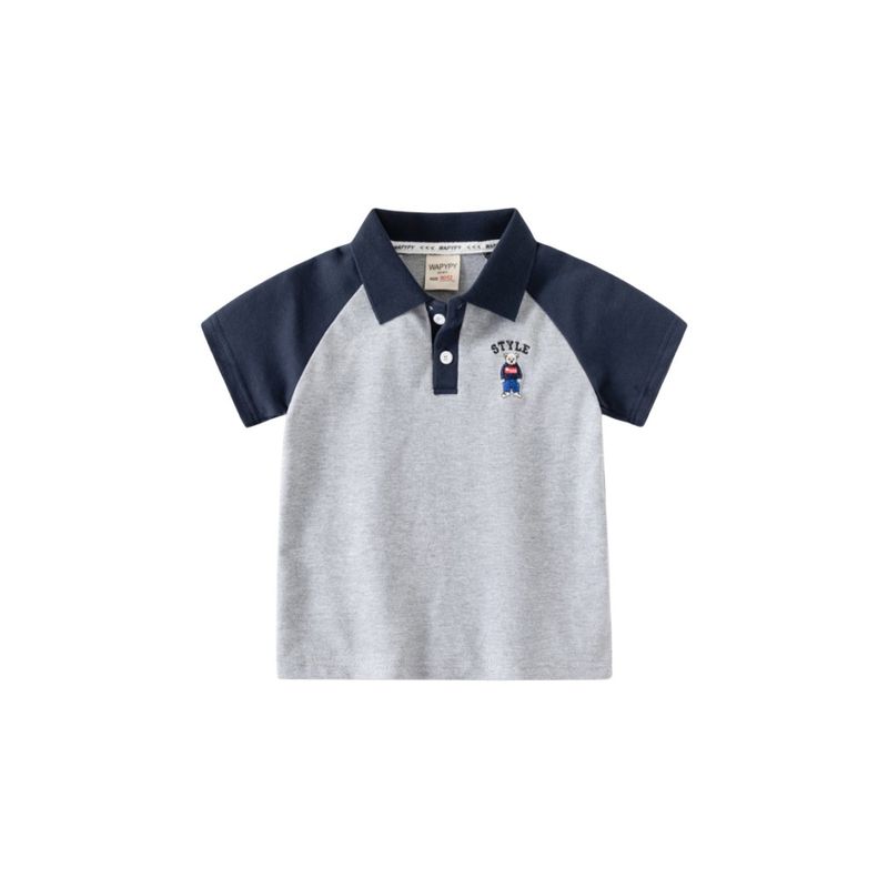 Summer Children's Clothing Boys' Collared Short-Sleeve T-Shirt Boys' Raglan Sleeve Polo Shirt Children's Half-Sleeve Bear Top Thin Style