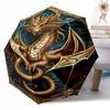 Moonlit Dragon Flight Outdoor Automatic Umbrella Sturdy 8 Rib Durable Plastic Iron Outdoor Daily Use Outdoor Accessory Perfect Gift Friends