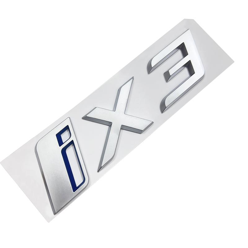 Car Stickers ABS 3D Letters Rear Trunk Emblem Logo for BMW iX i3 i4 i7 iX3 iX4 iX7 Matte Silver Accessories tv2