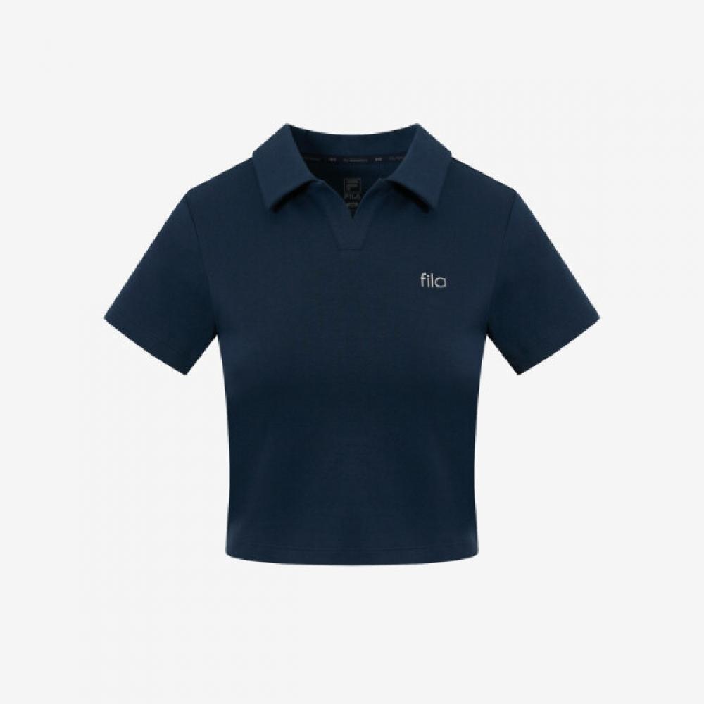 

Fila CoTTon Span Semi Crop Polo T shirT fs2Tsh2253f Dna navy/W95