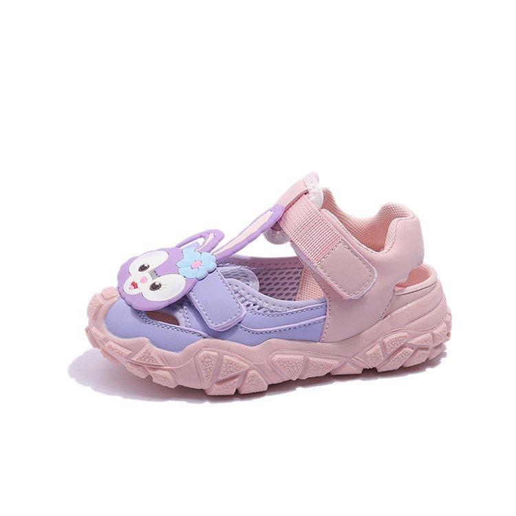 

Children s sports sandals, new summer style girls sandals, cartoon closed-toe sandals, cute rabbit beach shoes 23-25Three pairs in one p розовый