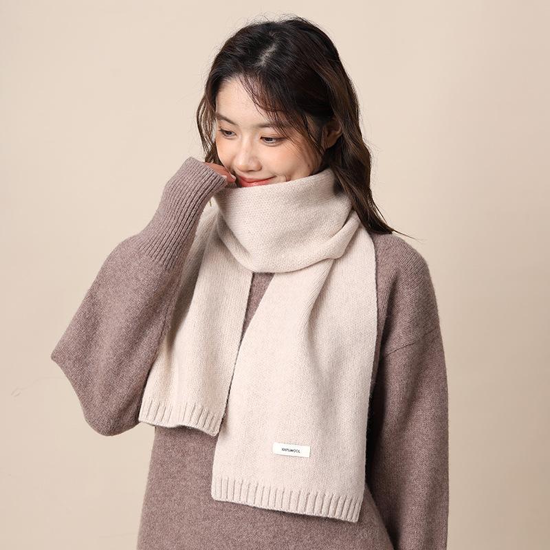 Full wool 100 pure wool scarf women's winter scarf to keep warm, high-end knitted scarf gift bag birthday gift