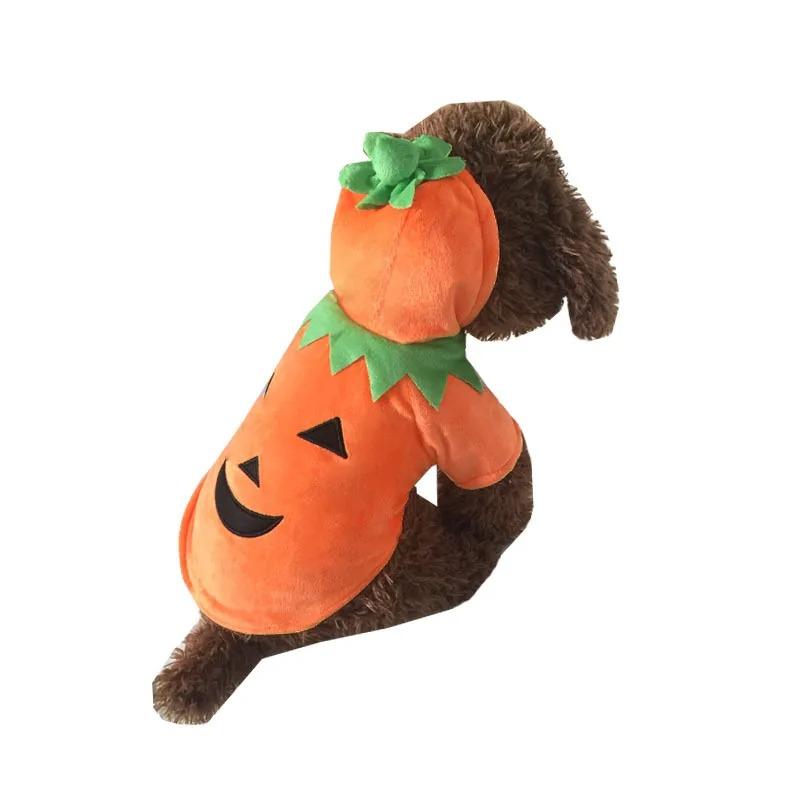 Halloween Dog Pumpkin Hooded Clothes Funny Transformation Clothes Holiday Polar Fleece Dog Clothes for Small Medium-sized Dogs