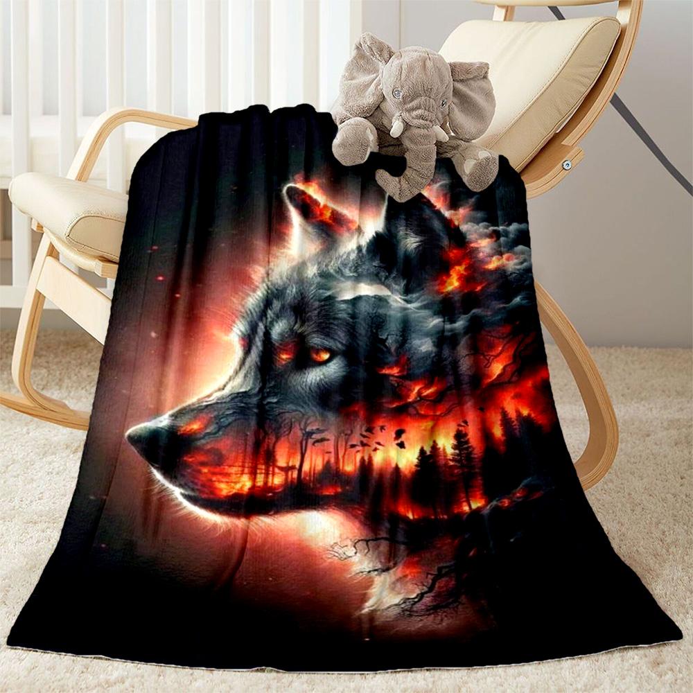 Wolf Moon Reflection Blanket,Suitable for sofas, offices, travel, living rooms, Gifts to relatives and friends, Blanket,Suitable for all seasons.